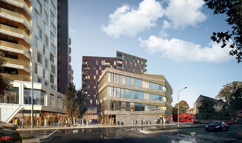 An architectural visualisation of the Lewisham Gateway phase two development once completed.