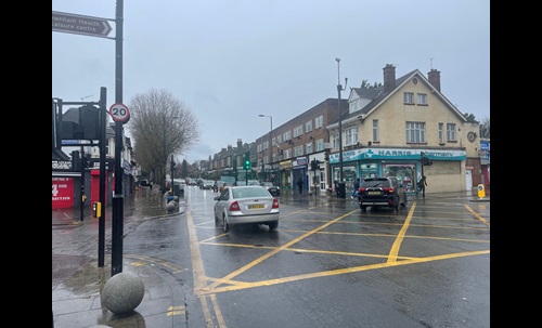 Yellow Box Junction at Baring Road Junction with Downham Way