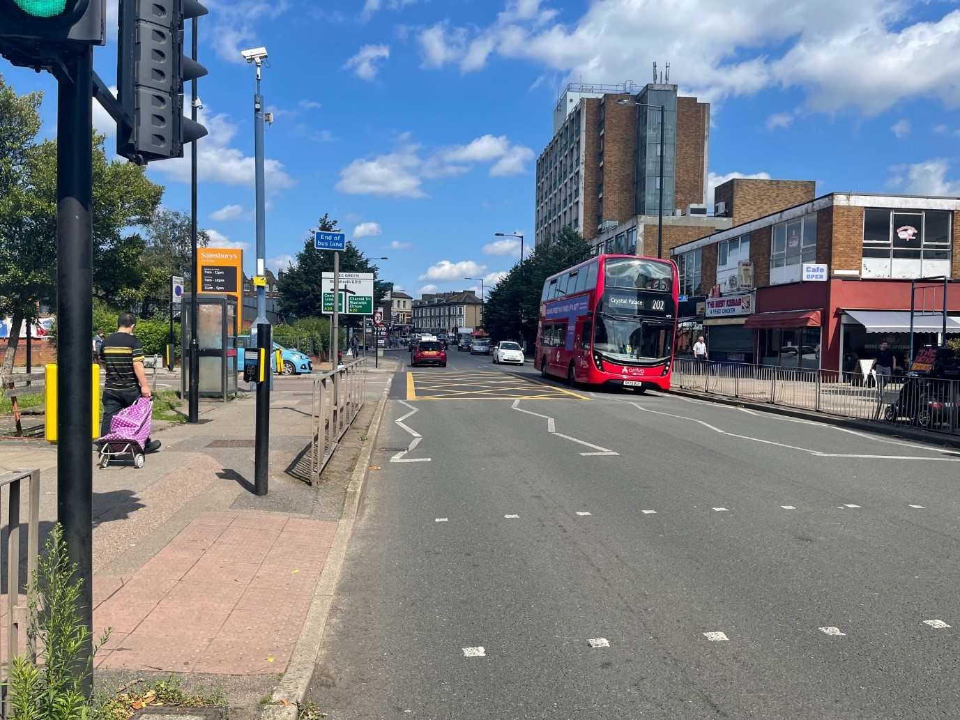 Yellow box junction at Burnt Ash junction with Taunton Road