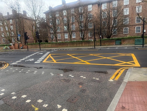 Yellow box junction at Deptford Church Street